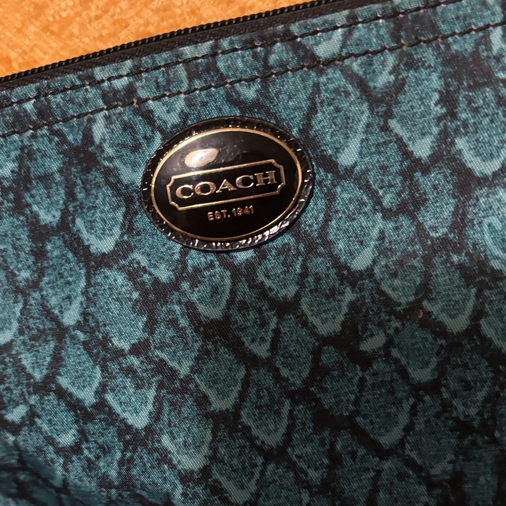 Coach Turquoise Snake Pattern Wristlet - Picture 2 of 5